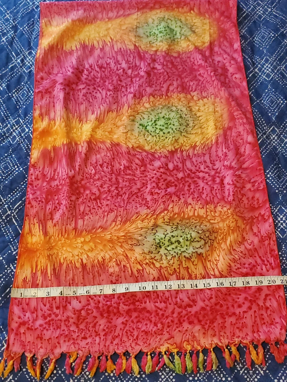 Colorful Pink, Yellow & Green Tie-Dye Pareo Scarf